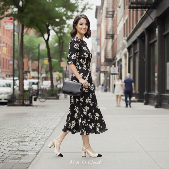 Veronica Beard Cecile Slingback 60 Ivory Croc Black Cap Toe Heels 8.5 New In Box - Picture 3 of 12